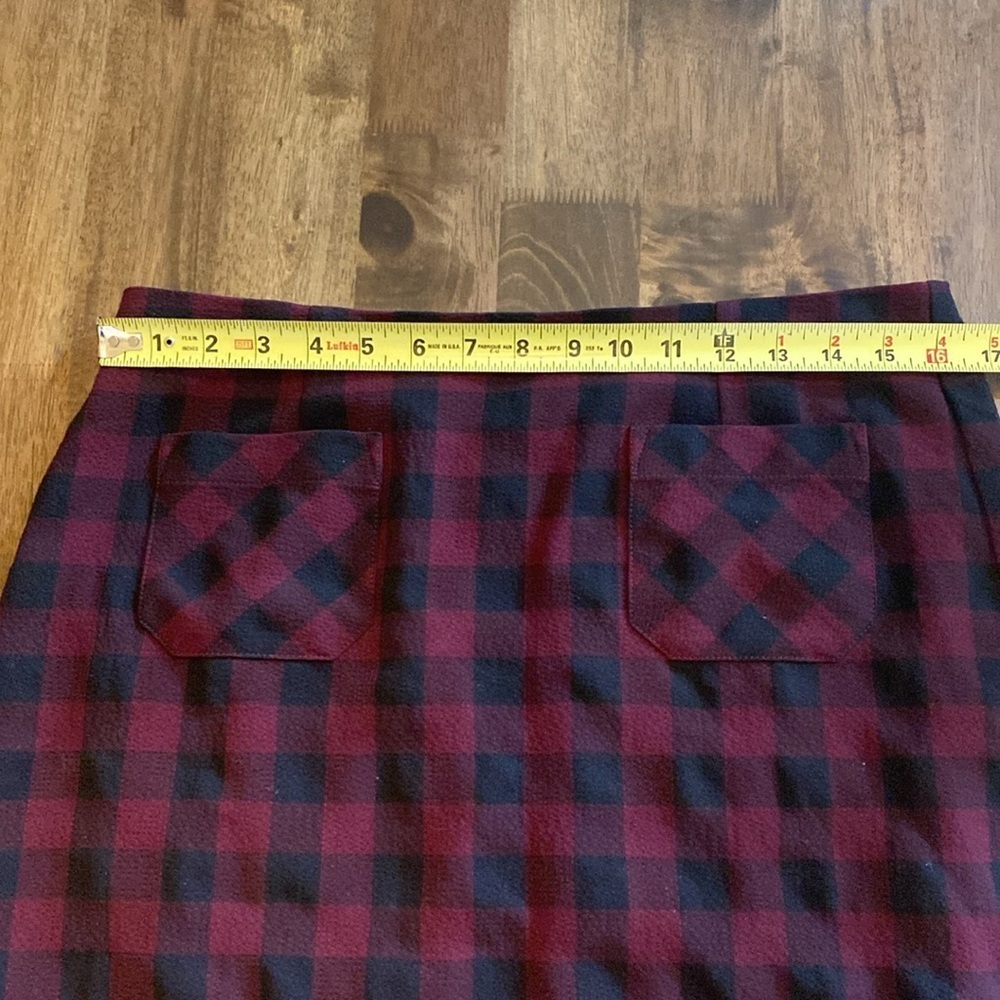NWT J. Jill Red and Black Lined Buffalo Plaid Skirt. Pinot/black. Size MP. - Picture 12 of 16